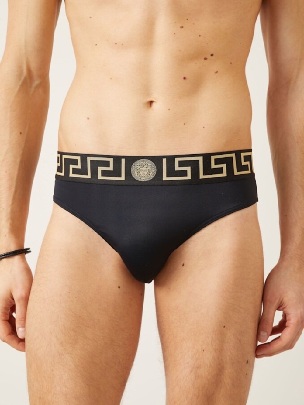 Versace Greca Border Medusa Logo Black Barocco Speedo Swim Briefs Bathing Suit